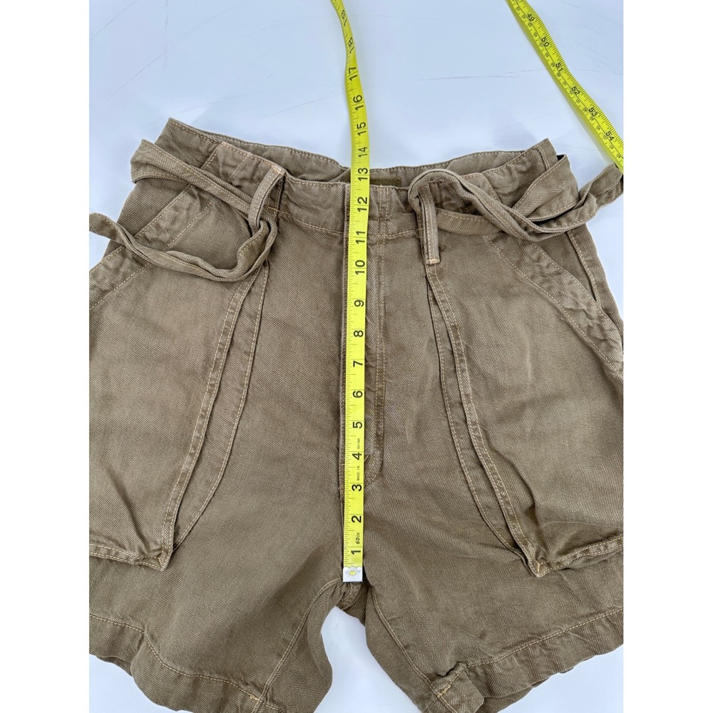 MOTHER The Chute Paperbag Shorts Olive Green High Waist Tie Belt Womens 26 - Picture 12 of 14